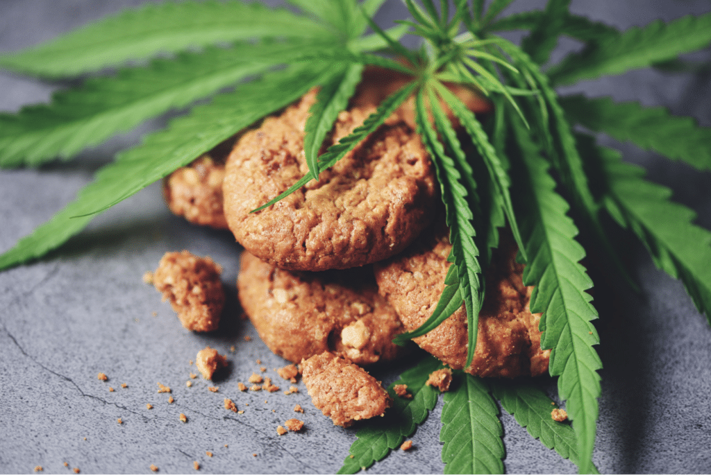 cannabis leaves on top of cookies